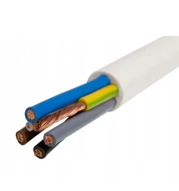 Przewód KABEL okrągły giętki linka OWY 5x1,5 mm2 biały ELEKTROKABEL 4m